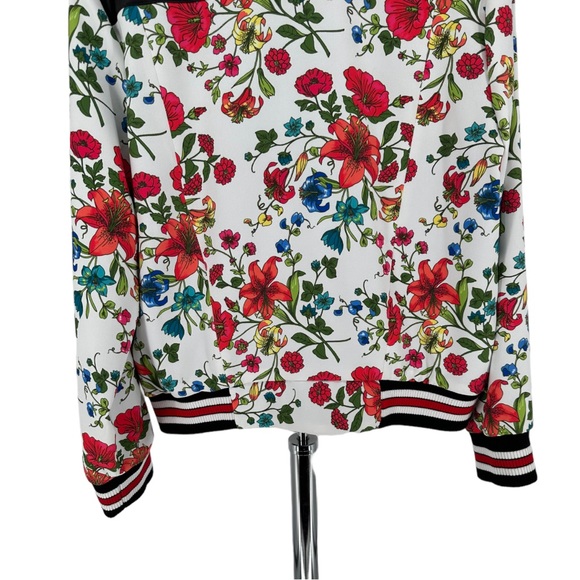 Olivia Culpo x Le Tote Reversible Bomber Jacket Floral Print Faux Leather size L - Picture 8 of 16